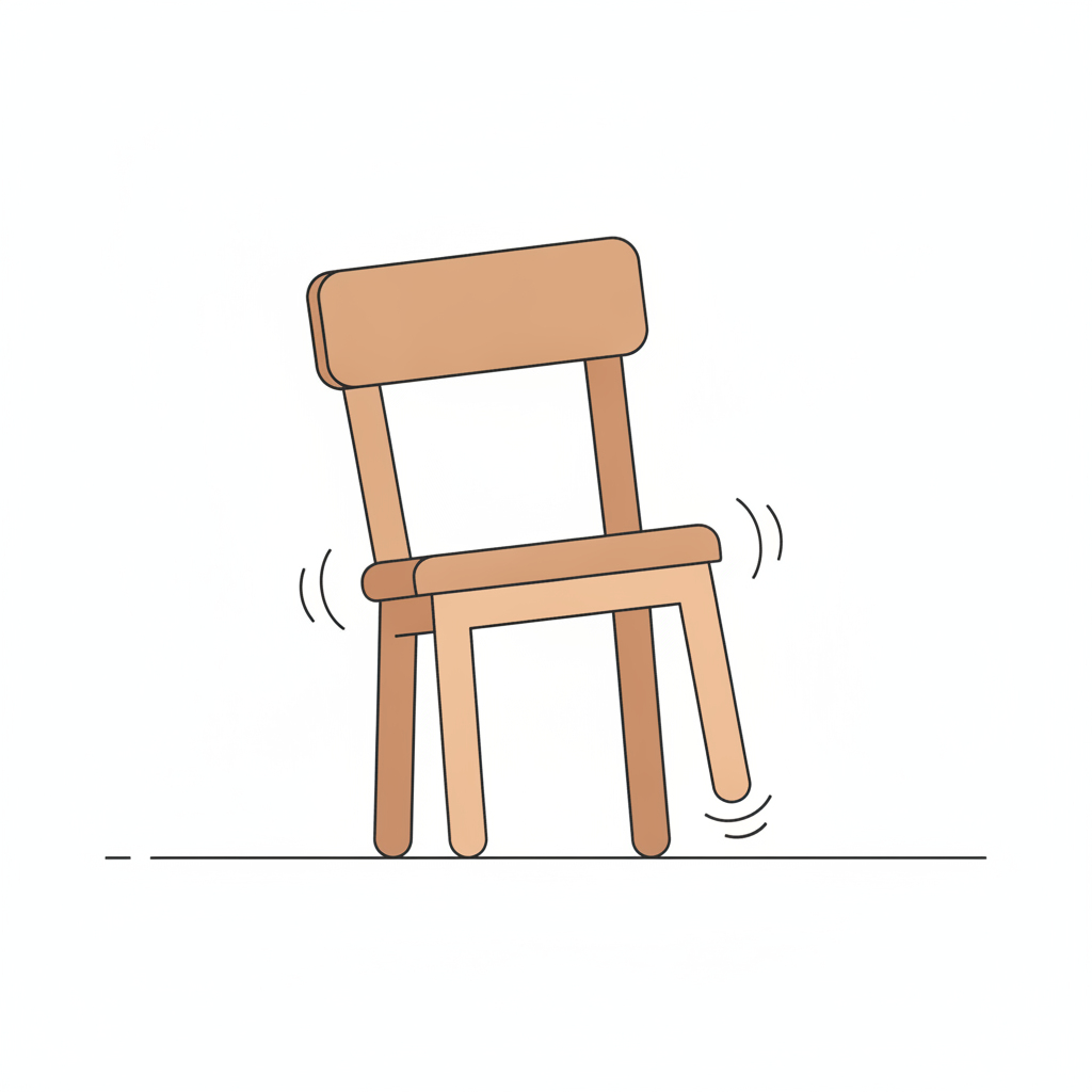 脚が一本だけ短いために傾いてガタつく椅子のイラスト